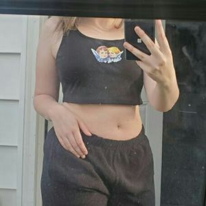 Angle cropped tank top